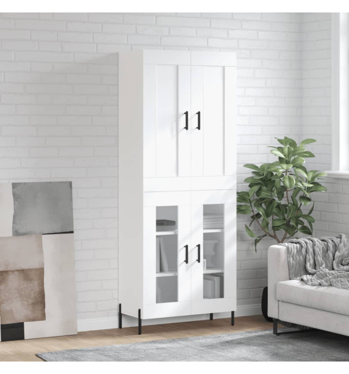 Buffet haut Blanc 69,5x34x180 cm Bois d'ingénierie | Mobilier & Déco