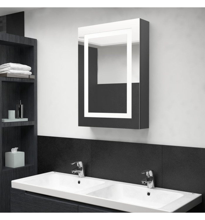 Armoire de salle de bain à miroir LED Gris 50x13x70 cm | Mobilier & Déco