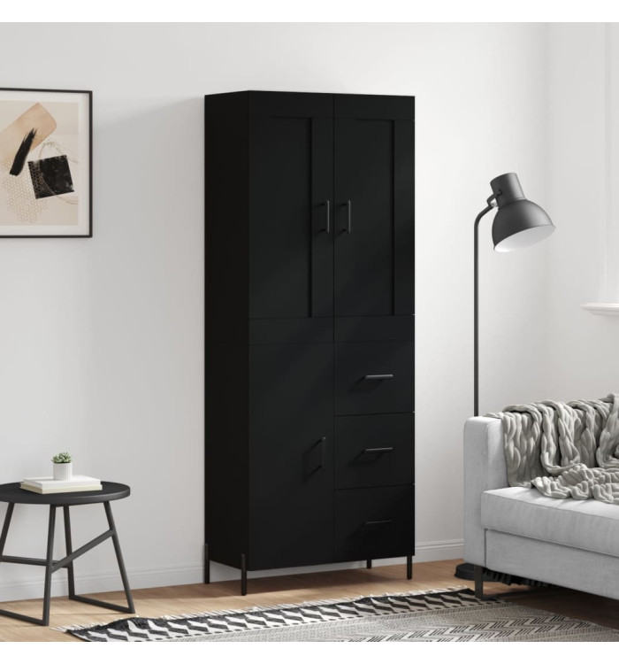 Buffet haut Noir 69,5x34x180 cm Bois d'ingénierie | Mobilier & Déco