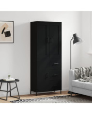 Buffet haut Noir 69,5x34x180 cm Bois d'ingénierie | Mobilier & Déco