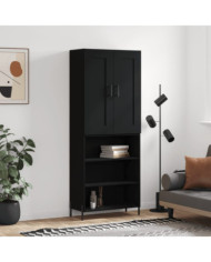 Buffet haut Noir 69,5x34x180 cm Bois d'ingénierie | Mobilier & Déco