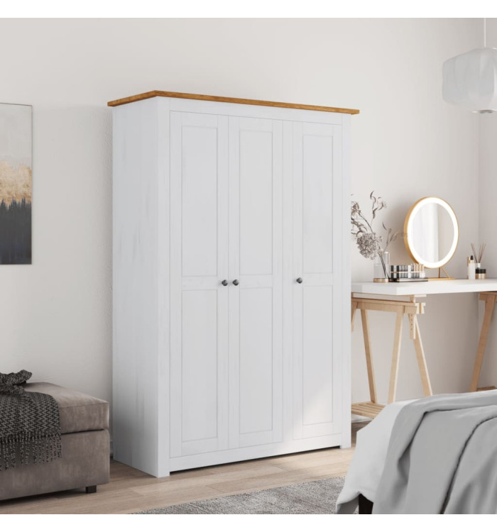Garde-robe 3 portes Blanc 118x50x171,5cm Pin Assortiment Panama | Mobilier & Déco