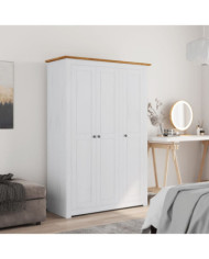 Garde-robe 3 portes Blanc 118x50x171,5cm Pin Assortiment Panama | Mobilier & Déco