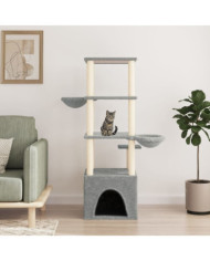 Arbre à chat avec griffoirs en sisal gris clair 147 cm | Mobilier & Déco