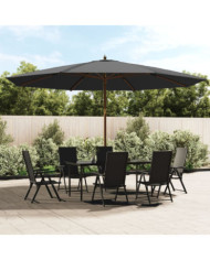 Parasol de jardin avec mât en bois anthracite 400x273 cm | Mobilier & Déco