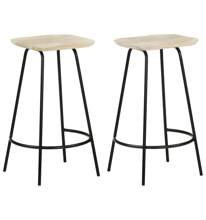 Tabourets de bar lot de 2 bois de manguier massif | Mobilier & Déco