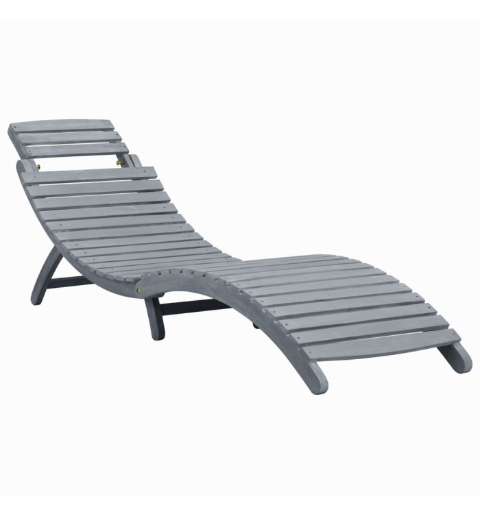 Chaise longue Délavage gris Bois d'acacia solide | Mobilier & Déco
