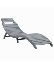 Chaise longue Délavage gris Bois d'acacia solide | Mobilier & Déco