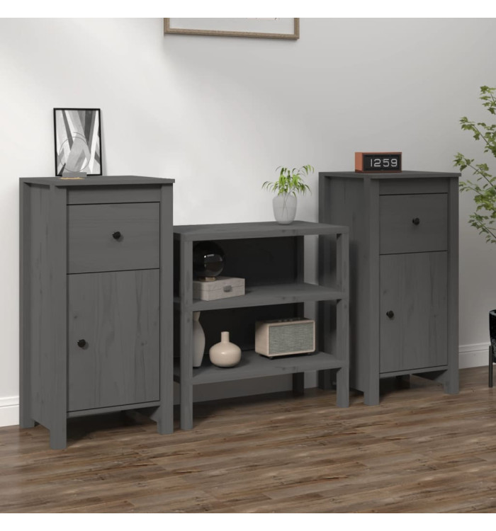 Buffets 2 pcs gris 40x35x80 cm bois massif de pin | Mobilier & Déco