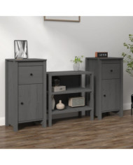 Buffets 2 pcs gris 40x35x80 cm bois massif de pin | Mobilier & Déco