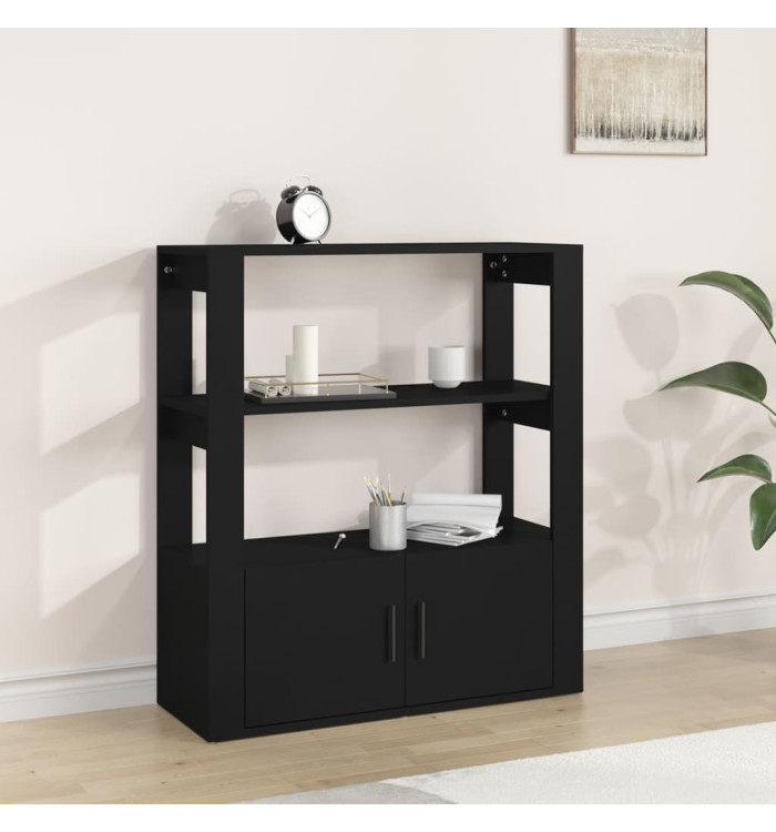 Buffet Noir 80x30x90 cm Bois d'ingénierie | Mobilier & Déco