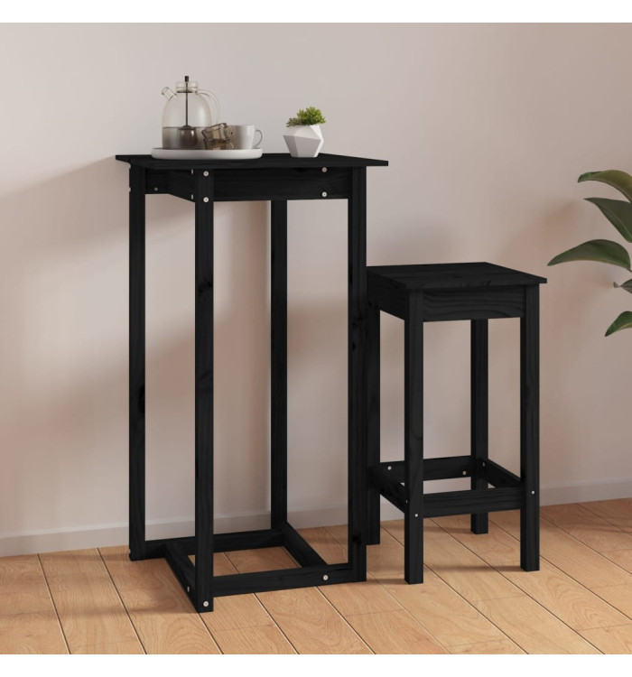 Table de bar Noir 60x60x110 cm Bois massif de pin | Mobilier & Déco