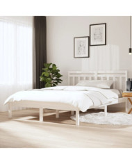 Cadre de lit sans matelas blanc bois massif 120x200 cm | Mobilier & Déco