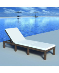 Chaise longue avec coussin Résine tressée Marron | Mobilier & Déco
