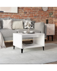 Table basse Blanc brillant 60x50x40 cm Bois d'ingénierie | Mobilier & Déco