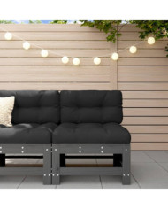 Canapé central avec coussins gris bois de pin massif | Mobilier & Déco