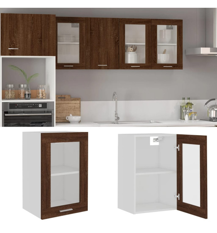 Armoire vitrée suspendue "Lyon" Chêne marron 40x31x60 cm | Mobilier & Déco