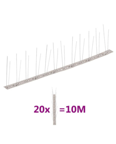 Ensemble de 20 pointes à 2 rangées contre oiseaux Inox 10 m | Mobilier & Déco