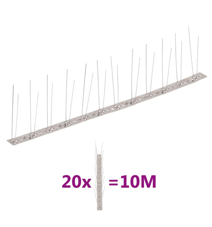 Ensemble de 20 pointes à 2 rangées contre oiseaux Inox 10 m | Mobilier & Déco