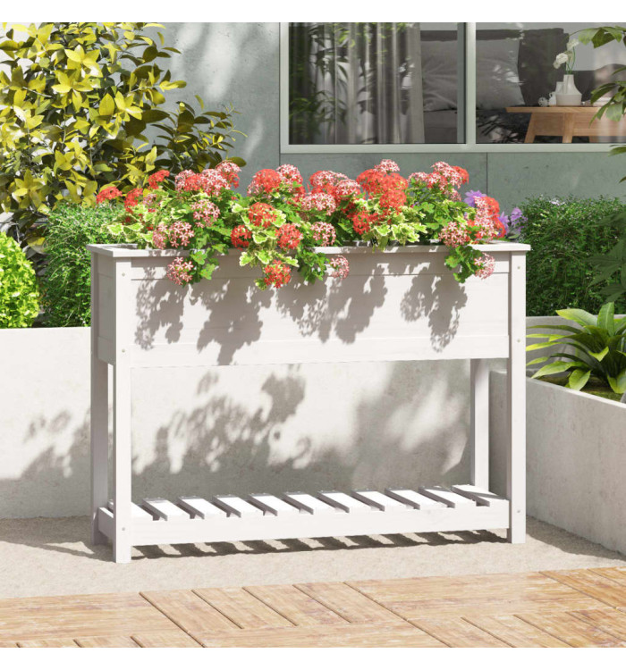 Jardinière et étagère Blanc 111,5x34,5x81 cm Bois massif de pin | Mobilier & Déco
