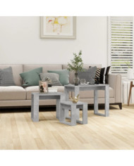 Tables gigognes 3 pcs Gris béton Bois d'ingénierie | Mobilier & Déco