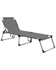 Chaise longue pliable extra haute pour seniors Gris Aluminium | Mobilier & Déco