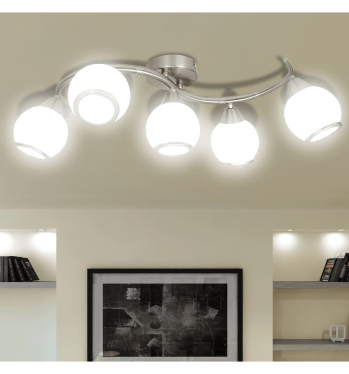 Plafonnier avec abat-jour en verre sur rail ondulé | Mobilier & Déco