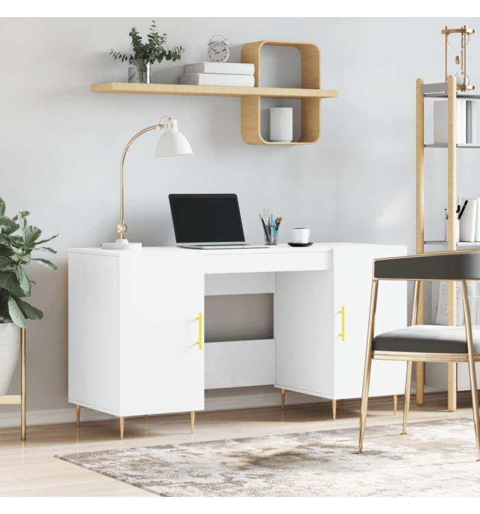 Bureau blanc 140x50x75 cm bois d'ingénierie | Mobilier & Déco
