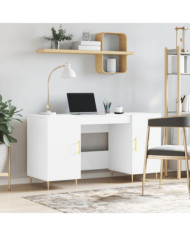 Bureau blanc 140x50x75 cm bois d'ingénierie | Mobilier & Déco