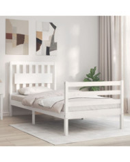 Cadre de lit sans matelas blanc bois massif | Mobilier & Déco