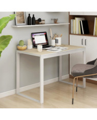 Bureau d'ordinateur Blanc et chêne 110x60x73 cm Aggloméré | Mobilier & Déco