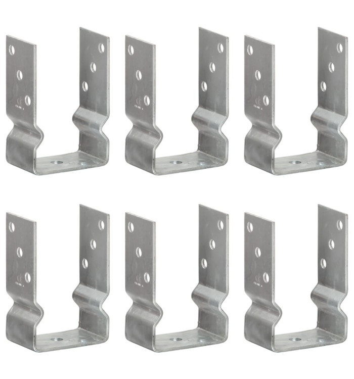 Piquets de clôture 6 pcs Argenté 9x6x15 cm Acier galvanisé | Mobilier & Déco