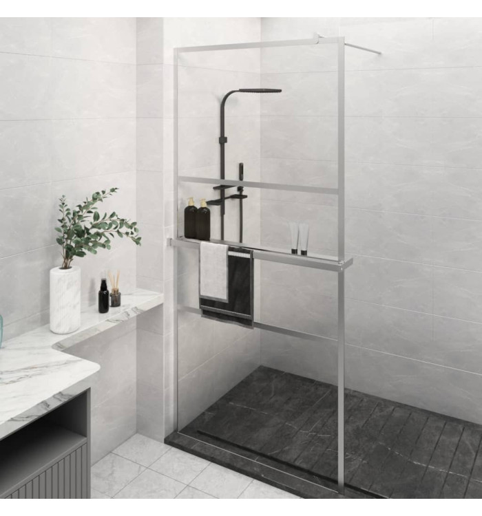 Paroi de douche et étagère Chrome 80x195 cm Verre ESGetAluminium | Mobilier & Déco
