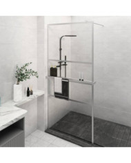 Paroi de douche et étagère Chrome 80x195 cm Verre ESGetAluminium | Mobilier & Déco
