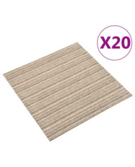 Dalles de tapis de sol 20 pcs 5 m² 50x50 cm Beige rayé | Mobilier & Déco