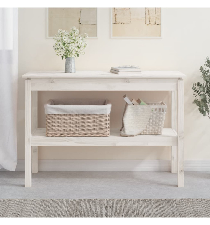 Table console Blanc 110x40x75 cm Bois de pin solide | Mobilier & Déco