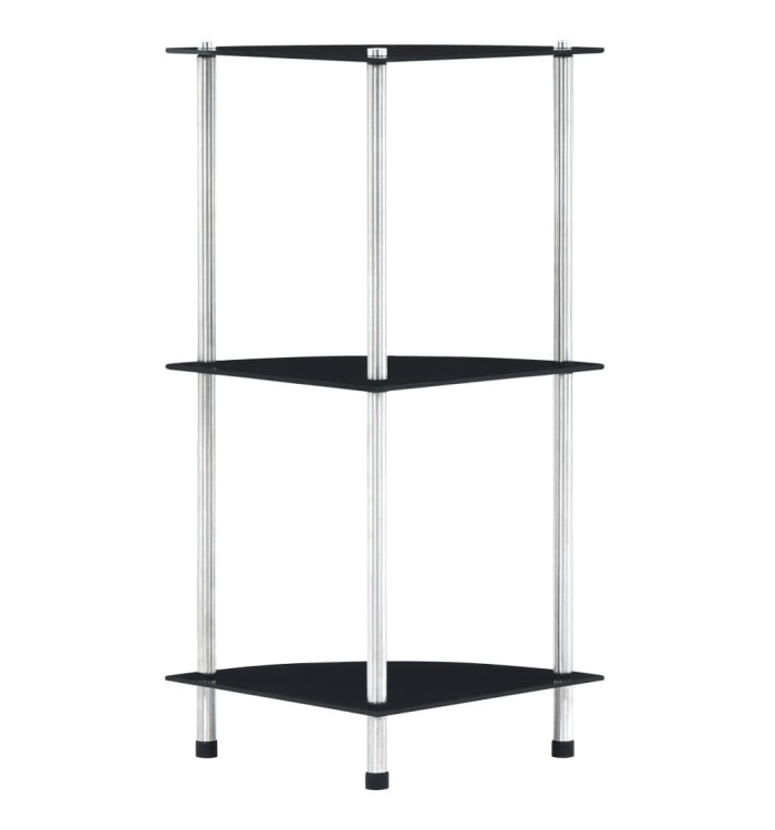 Étagère 3 niveaux Noir 30x30x67 cm Verre trempé | Mobilier & Déco