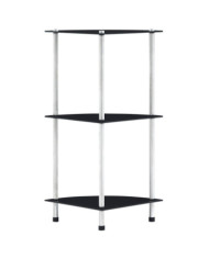 Étagère 3 niveaux Noir 30x30x67 cm Verre trempé | Mobilier & Déco