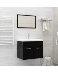 Ensemble de meubles de salle de bain 2 pcs Noir brillant | Mobilier & Déco