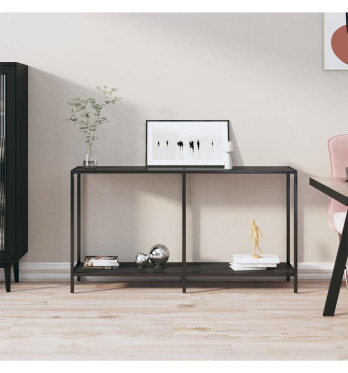 Table console Noir 140x35x75,5 cm Verre trempé | Mobilier & Déco