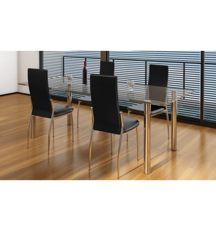 Chaises à manger lot de 4 noir similicuir | Mobilier & Déco