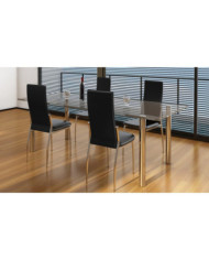 Chaises à manger lot de 4 noir similicuir | Mobilier & Déco