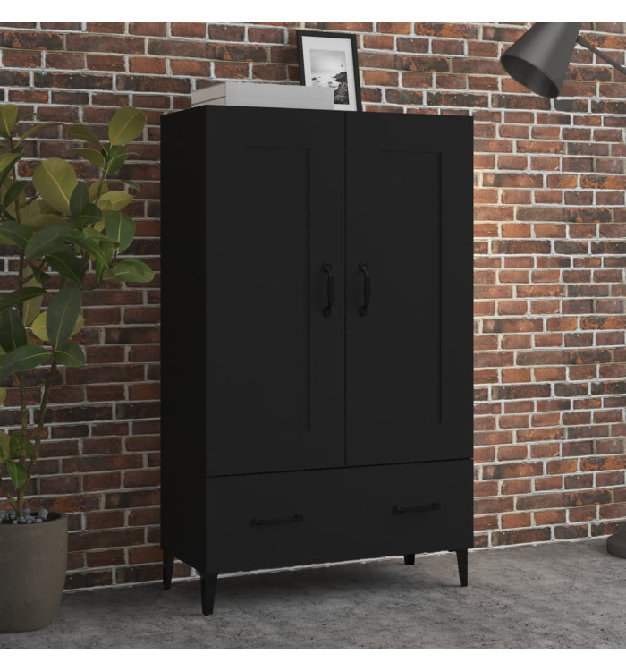 Buffet haut noir 70x31x115 cm bois d'ingénierie | Mobilier & Déco