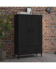 Buffet haut noir 70x31x115 cm bois d'ingénierie | Mobilier & Déco