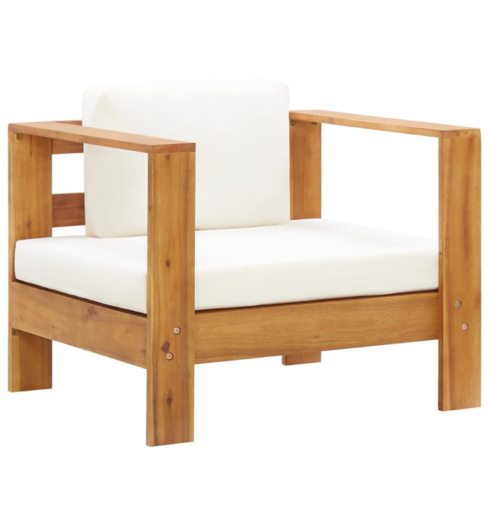Chaise de jardin avec coussin Crème Bois d'acacia solide | Mobilier & Déco