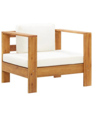 Chaise de jardin avec coussin Crème Bois d'acacia solide | Mobilier & Déco