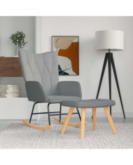 Chaise à bascule avec tabouret Gris clair Tissu | Mobilier & Déco