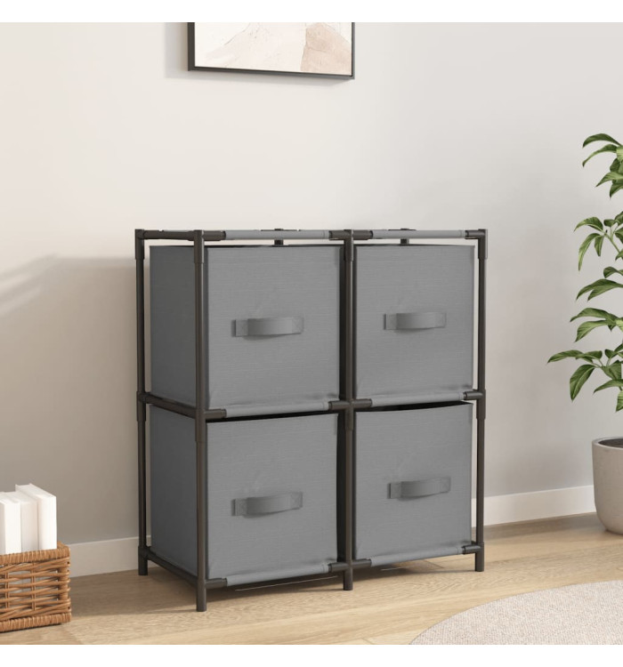 Armoire de rangement 4 paniers en tissu Gris 63x30x71 cm Acier | Mobilier & Déco