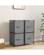 Armoire de rangement 4 paniers en tissu Gris 63x30x71 cm Acier | Mobilier & Déco
