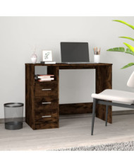 Bureau avec tiroirs Chêne fumé 102x50x76 cm Bois d'ingénierie | Mobilier & Déco